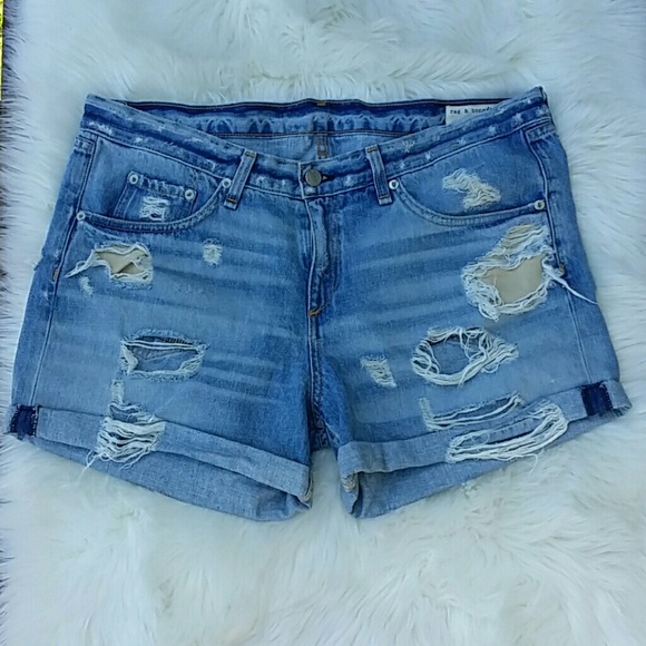 rag & bone Pants - Rag & Bone Distressed Denim Shorts